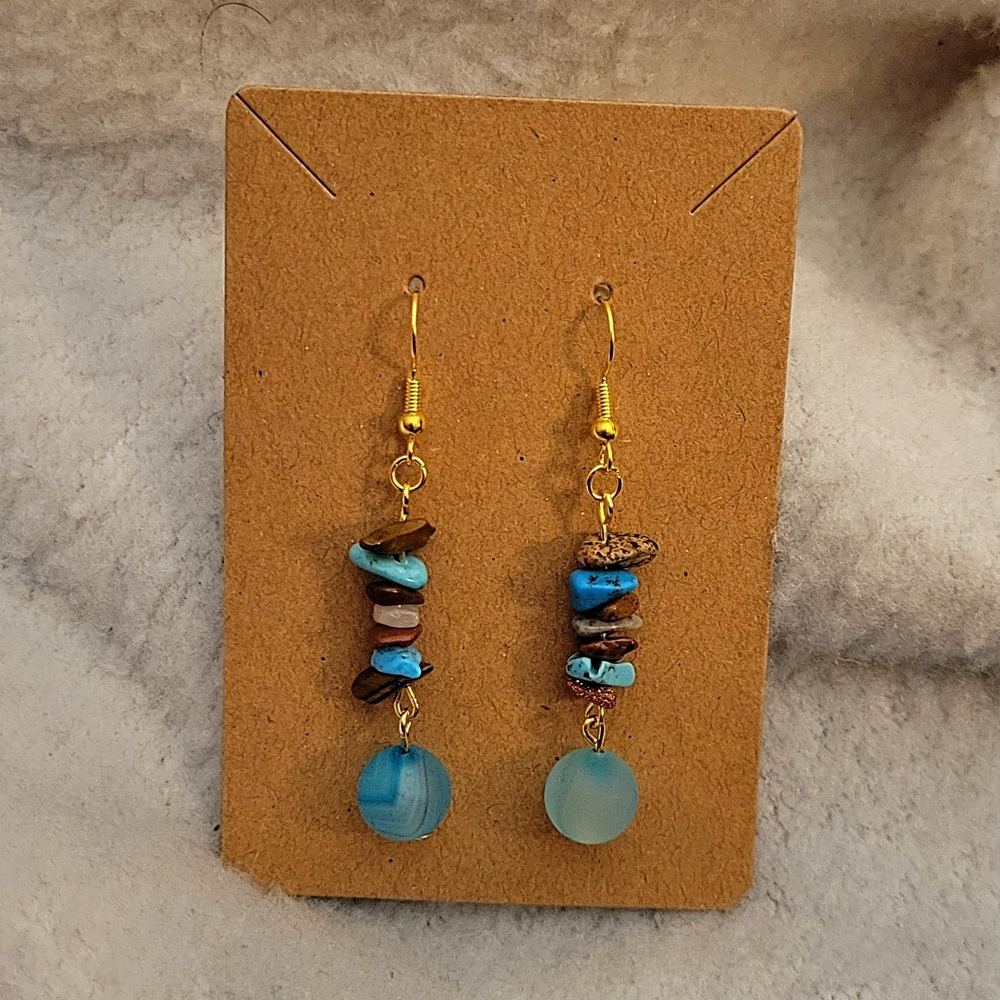 Turquoise and Brown Dangle Earrings